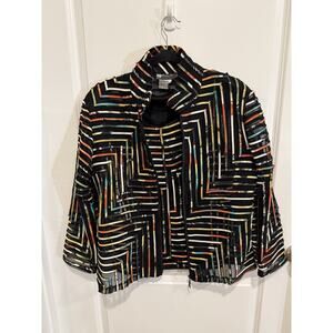 Damee Inc Tank Jacket Set Multicolor Zip Front Sz XL 3/4 Sleeves Art To Wear